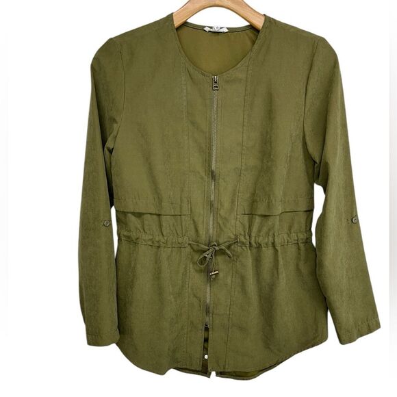 Maurices Solid Zip Front Soft Anorak Olive Green Jacket Womens Medium - Picture 1 of 6